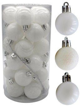 Bombki choinkowe plastikowe ozdoby świąteczne 4cm 30szt biały