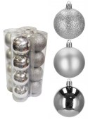 Bombki choinkowe plastikowe ozdoby świąteczne 6cm 16szt srebrne