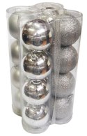 Bombki choinkowe plastikowe ozdoby świąteczne 6cm 16szt srebrne