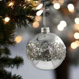 Bombka szklana ozdoba świąteczna dekoracja 10cm srebrna