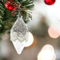 Bombka szklana ozdoba świąteczna dekoracja 14cm przezroczysta zdobiona