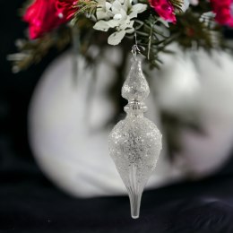 Bombka szklana ozdoba świąteczna dekoracja 15cm srebrna zdobiona