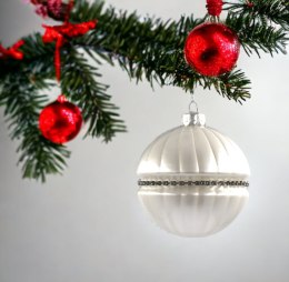 Bombka szklana ozdoba świąteczna dekoracja 8cm kremowy