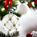 Bombka szklana ozdoba świąteczna dekoracja 8cm przezroczysta zdobiona