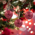 Bombki choinkowe brokatowe ozdoby świąteczne 2,5cm 18szt ciemny róż