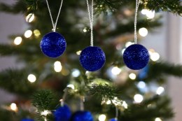 Bombki choinkowe brokatowe ozdoby świąteczne 2,5cm 18szt niebieski
