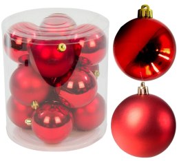 Bombki choinkowe plastikowe ozdoby świąteczne 6cm 12szt czerwony