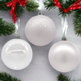 Bombki choinkowe plastikowe ozdoby świąteczne 8cm 15szt biały