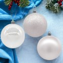 Bombki choinkowe plastikowe ozdoby świąteczne 8cm 15szt biały