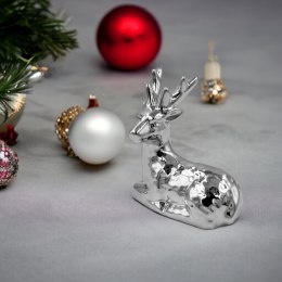 Figurka ceramiczna dekoracja świąteczna RENIFER srebrny