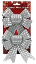 Kokarda dekoracyjna ozdoba świąteczna 17cm srebrny 2szt