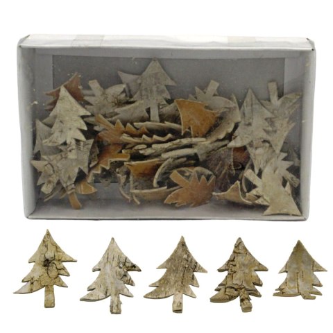 Małe choinki z kory dekoracja świąteczna zestaw 50szt