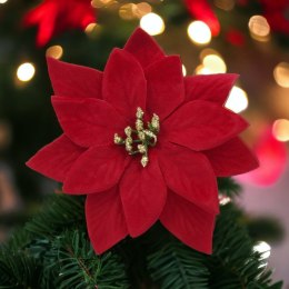 Poinsecja Gwiazda Betlejemska ozdoba świąteczna welurowa kwiat czerwony