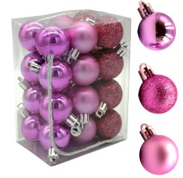 Bombki choinkowe plastikowe ozdoby świąteczne 3cm 24szt fiolet