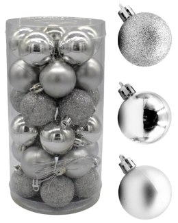 Bombki choinkowe plastikowe ozdoby świąteczne 4cm 30szt srebrny