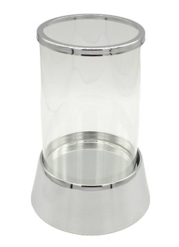 Elegancki świecznik szklany na srebrnej podstawie 19 cm
