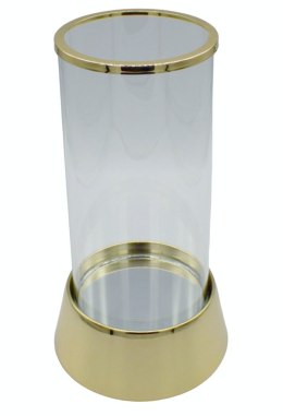Elegancki świecznik szklany na złotej podstawie 25 cm