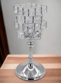 Świecznik glamour srebrny z kryształkami 28cm
