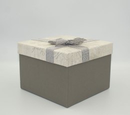 Pudełko prezentowe ozdobne z kokardą A 23x18 szare