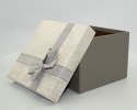 Pudełko prezentowe ozdobne z kokardą A 23x18 szare