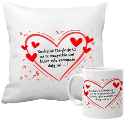 Poduszka i kubek prezent Walentynki dla Dziewczyny Chłopaka Żony Męża wzory