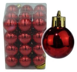 Bombki choinkowe plastikowe ozdoby świąteczne 2.5cm 36szt czerwony