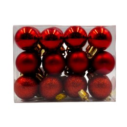 Bombki choinkowe plastikowe ozdoby świąteczne 3cm 24szt czerwony