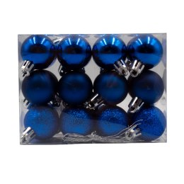 Bombki choinkowe plastikowe ozdoby świąteczne 3cm 24szt niebieski