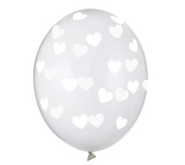 Balony 30 cm serduszka 5szt przezroczyste białe
