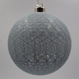 Bombka zawieszka cotton ball lampka LED 16cm niebiesko-szara