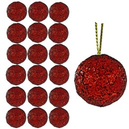 Bombki choinkowe brokatowe ozdoby świąteczne 2,5cm 18szt czerwony