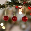 Bombki choinkowe brokatowe ozdoby świąteczne 2,5cm 18szt czerwony