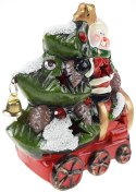 Figurka ceramiczna ozdoba BAŁWANEK lokomotywa podświetlany RGB z dzwonkiem