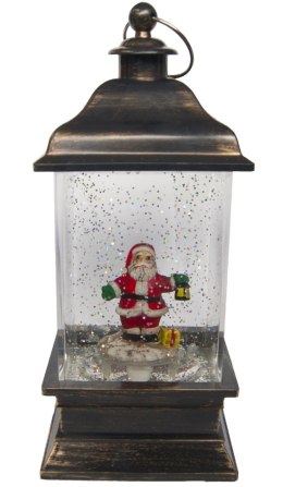 Lampion latarnia LED brokat efekt kuli śnieżnej Mikołaj
