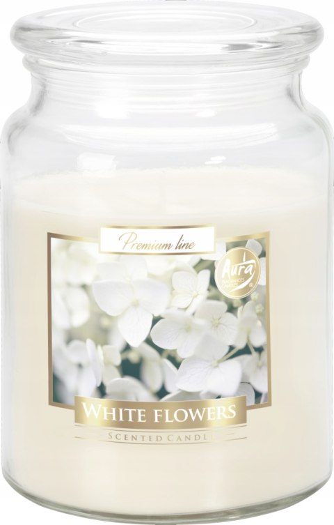 Świeca świeczka zapachowa białe kwiaty szkło 100h