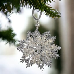Zawieszka choinkowa śnieżynka plastik 13 cm ozdoba świąteczna