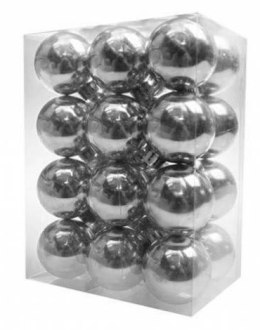 Bombki choinkowe plastikowe ozdoby świąteczne 4cm 24szt srebrny