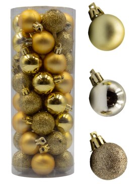 Bombki choinkowe plastikowe ozdoby świąteczne 3cm 40szt złoty