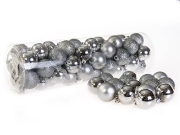 Bombki choinkowe plastikowe ozdoby świąteczne 4cm 50szt srebrny