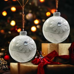 Bombki choinkowe szklane ozdoby świąteczne 8cm 3szt perłowe zdobione