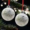 Bombki choinkowe szklane ozdoby świąteczne 8cm 3szt perłowe zdobione