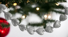 Girlanda choinkowa serca ozdoba na Boże Narodzenie 173cm srebrna