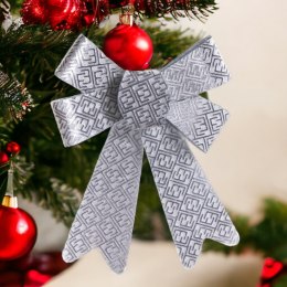 Kokardy na choinkę dekoracja ozdoby świąteczne srebrne 2szt