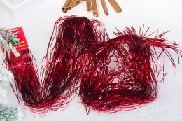 Włos anielski na choinkę, Lameta 100 cm - czerwony