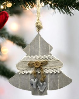 Zawieszka ozdoba świąteczna na choinkę CHOINKA bombka drewniana 14cm