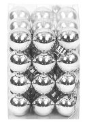 Bombki choinkowe plastikowe ozdoby świąteczne 2.5cm 36szt srebrny