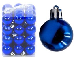 Bombki choinkowe plastikowe ozdoby świąteczne 2.5cm 36szt niebieski