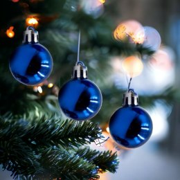 Bombki choinkowe plastikowe ozdoby świąteczne 2.5cm 36szt niebieski