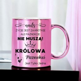 KUBEK RÓŻOWY PREMIUM DLA KOSMETYCZKI STYLISTKI PAZNOKCI ŚMIESZNY PREZENT