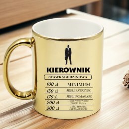 KUBEK ZŁOTY PREMIUM DLA KIEROWNIKA CENNIK GODZINOWY ŚMIESZNY PREZENT